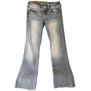 American Eagle Stretch , Slim Boot Jeans, Women's Size 2, Blue Denim Distressed